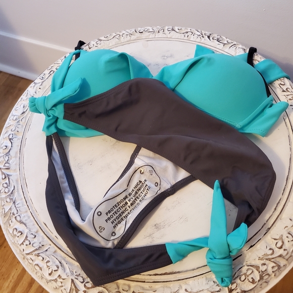 NWO tags teal and gray push up bikini - Picture 4 of 4